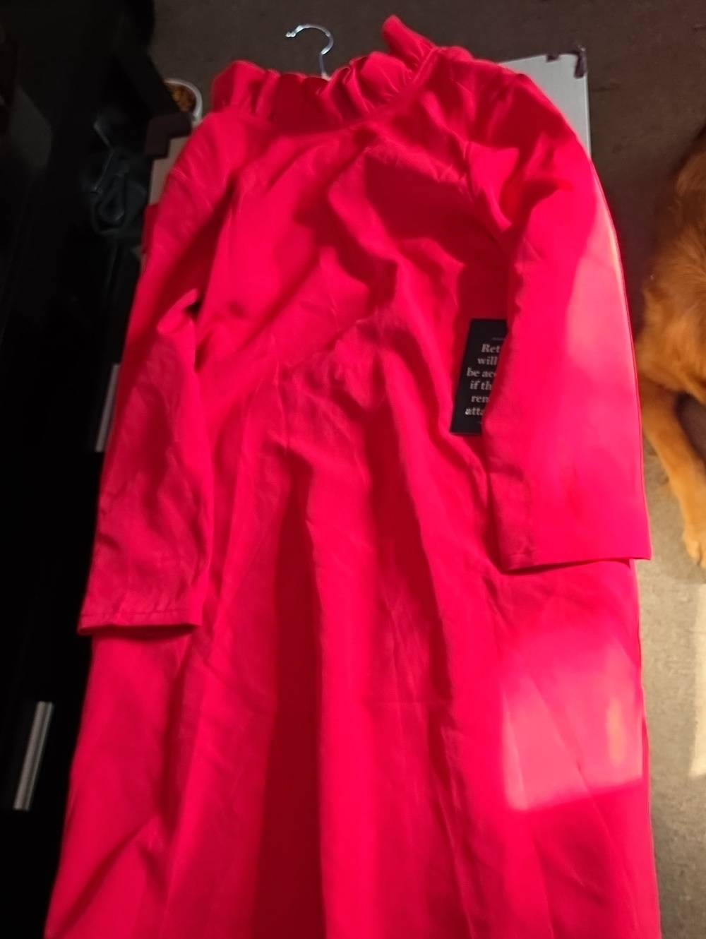 Tuckernuck Bright Pink Ruffle-Neck Long Sleeve Dress